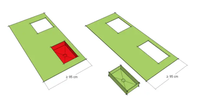 Lavello integrato su isola sp 12 mm con larghezza superiore 95 cm